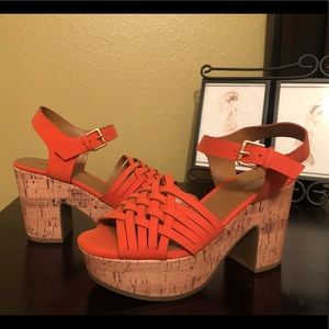 New, thick wedge, orange sandal